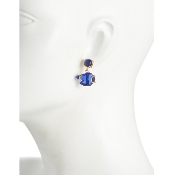TAGLIAMONTE  Italy 18k Gold Plated Horse Head Venetian Glass Lapis Earrings - Picture 2 of 2
